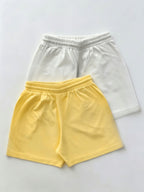 Women's Fashion Casual Shorts 2pcs Set - Yellow And White
