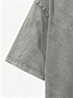 [Villa Joy Water OBM] Men'S Retro Washed Distressed Round Neck Short Sleeve T-Shirt, Loose Casual Heavyweight Basic Solid Color Short Sleeve Breathable Skin-Friendly All-Match Daily Commute Outerwear Inner Wear Men'S Top T-Shirt - Grey