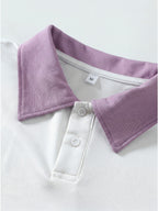 1pc, American Retro Easy Style Versatile Polo Shirt, Preppy Casual Couple Short Sleeve Top, Summer Daily Outing, Campus Wear, Student Couple Choice - Unisex - Violet