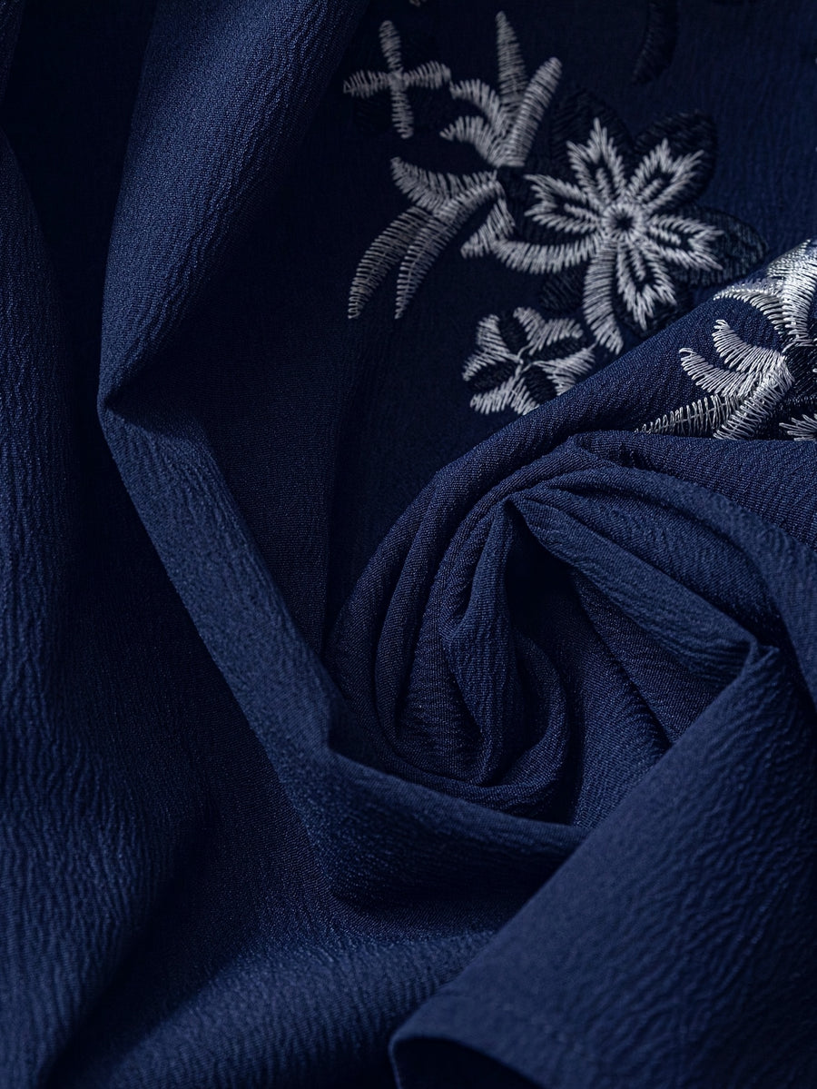 Plus Size, Plus Size Women's Solid Color Embroidered Button Hooded Top, New Autumn/Winter Shirt - Navy Color