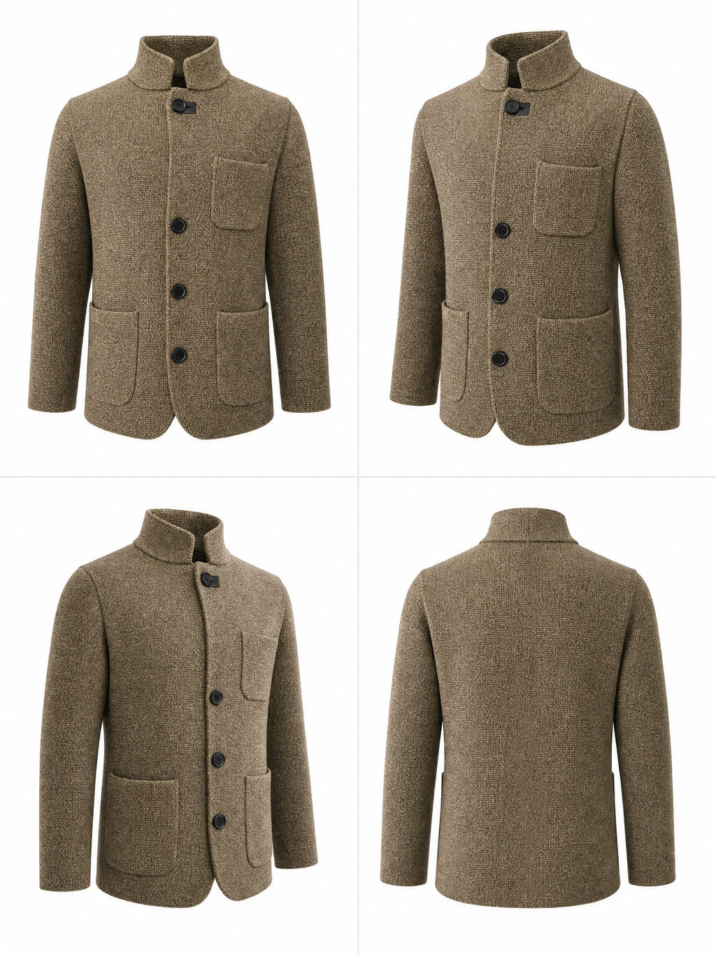 Early Autumn British Vintage Gentleman Style Men's Sweater Cardigan Coat, Suitable for Commuting, Daily Outings, and Parties - Khaki