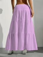 Elegant Style 2025 Western Cross-Border Women'S New Solid Color Half Skirt with Tie-Back Flared Skirt Loose Half Skirt Women - Violet