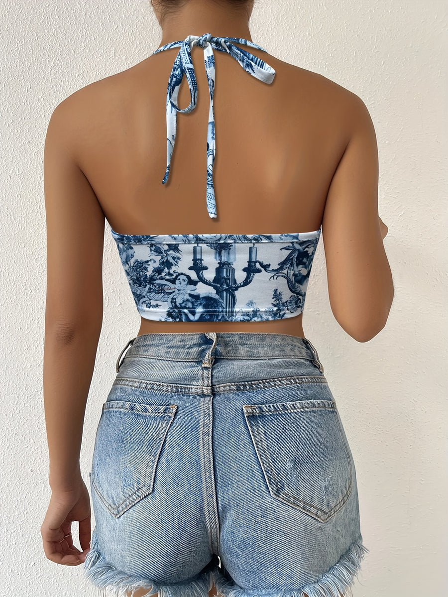 Floral Print Drop-Shoulder Cami Top - Mixed colors