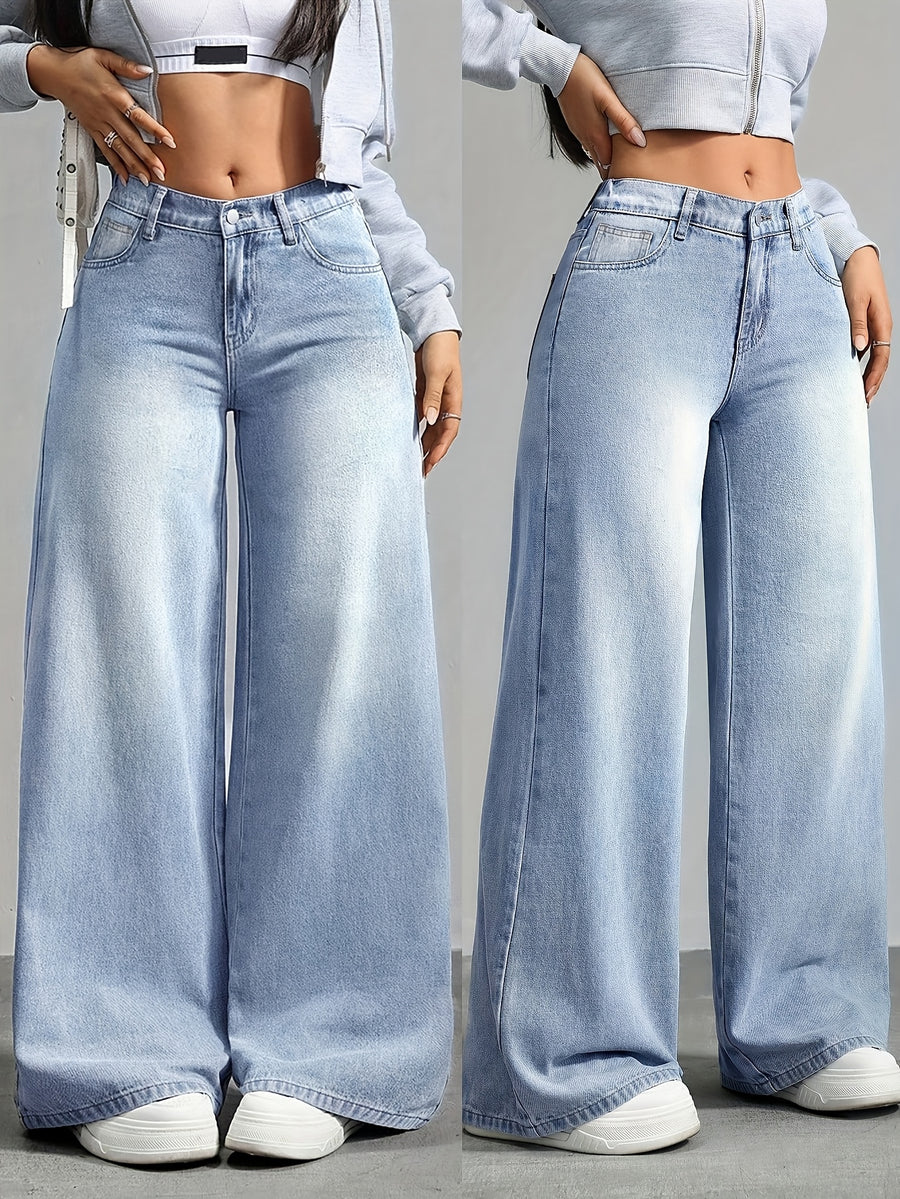 New Autumn/Winter Trendy and Elegant Women's Solid Color Long Pants with Detailed Pockets and Buttons. These Versatile Trousers Are Suitable for All Seasons—spring, Summer, Autumn, and Winter—for Daily Outdoor Leisure, Travel, and Casual Wear - Light Stir-fried Blue