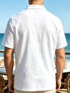 Men'S Short-Sleeve Polo Shirt, Classic Collar Loose Top, Suitable for Beach Outings, Daily Commute, And Casual Business - White