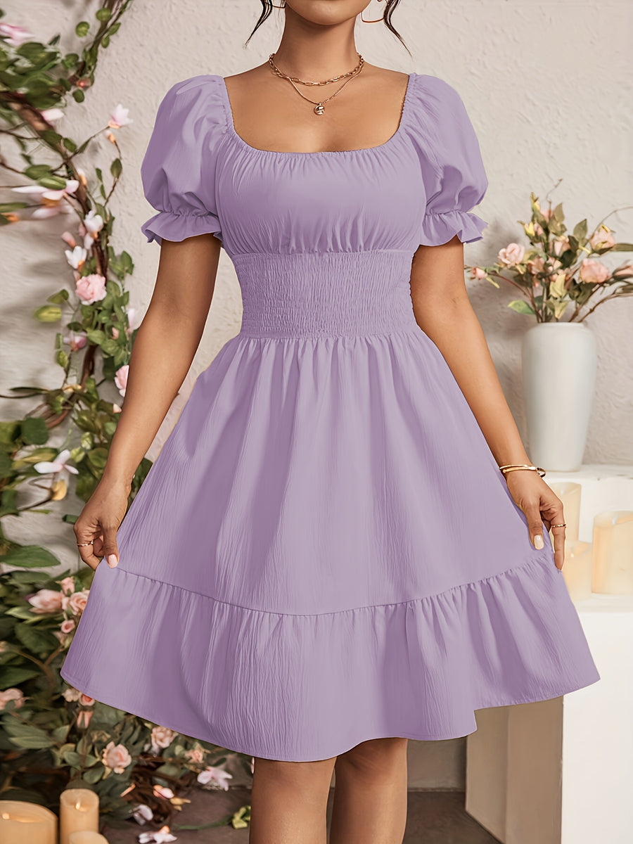 Fashionable Commuter A-Line Dress for Women - Light Purple