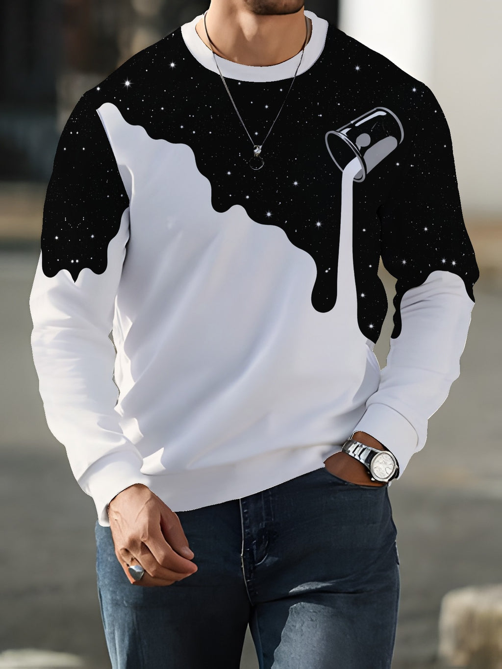 Spring And Autumn Casual Men'S Fashion Round Neck Sweatshirt Casual Long Sleeve Top Men'S Sweatshirt - Mixed colors