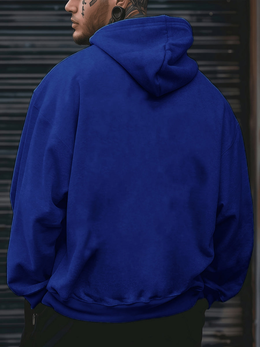 Solid Color Men'S Athletic Hooded Sweatshirt - Regular Fit with Front Kangaroo Pocket, Machine Washable, Casual And Sporty Style, Comfortable for Daily Wear - Casual Long Sleeve with Hood - Blue
