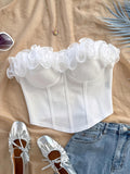 Women's Fashion Strapless Crop Top Beach Sexy Backless Sleeveless Top - Milky