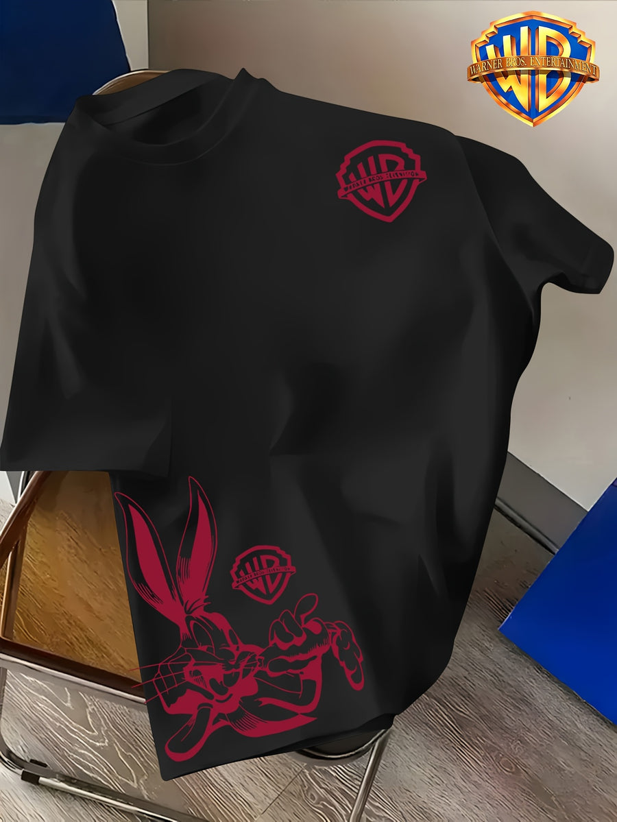 Easy WB Logo Vs. Line-Heavy Rabbit, One Easy One Complex with Layers, Breathable And Skin-Friendly Short Sleeve, Casual Fitness Sports Versatile Men'S Top - Black 3