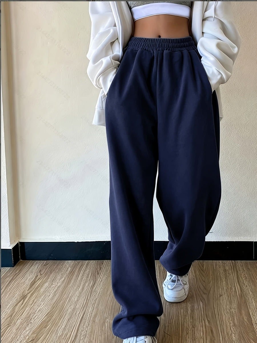 Autumn And Winter Beauty European And American Fashion Casual Trousers - Navy blue color