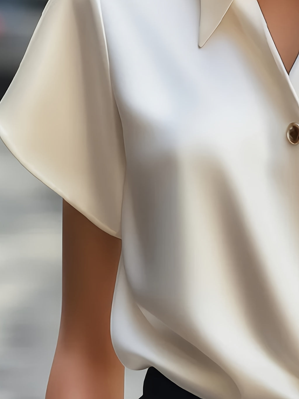 Spring/Summer Women's Elegant Designer Fashion Shirt - Ivory White