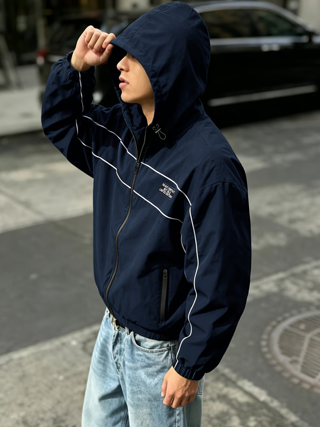 Men'S New Top Jacket All-Match Trendy Comfortable Outdoor Sports Travel High Street Fashion Easy Good-Looking Loose Jacket - Deep Blue