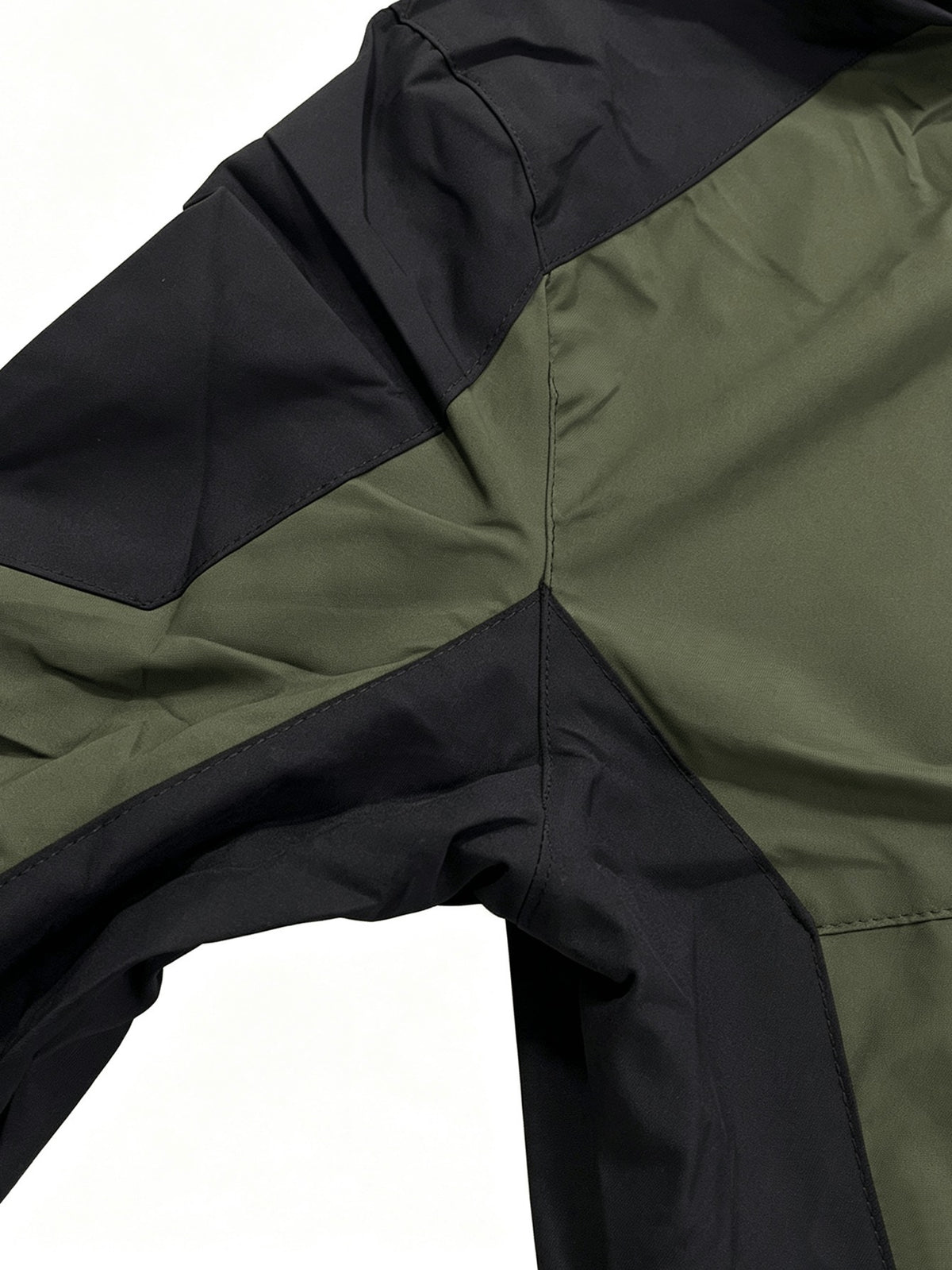 Men's Sport Hooded Jacket, Black Color-Block Windbreaker, Adult Printed Top with Detachable Hood - Military Green