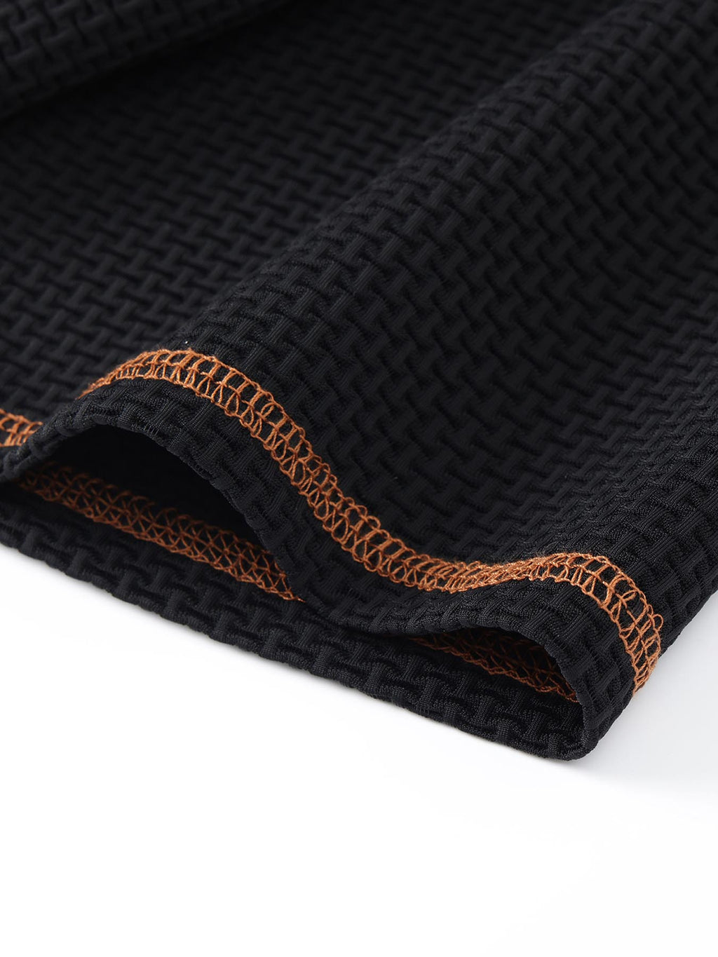 Men'S Mature Lapel 3pcs Short Sleeve Polo Shirt Set, Horizontal Three Stars ITA Pattern Short Length Caramel Brown 3-Button Placket, 3-Color Waffle Knit Fabric, Urban Daily Wear Durable Stretch Casual Top - Black