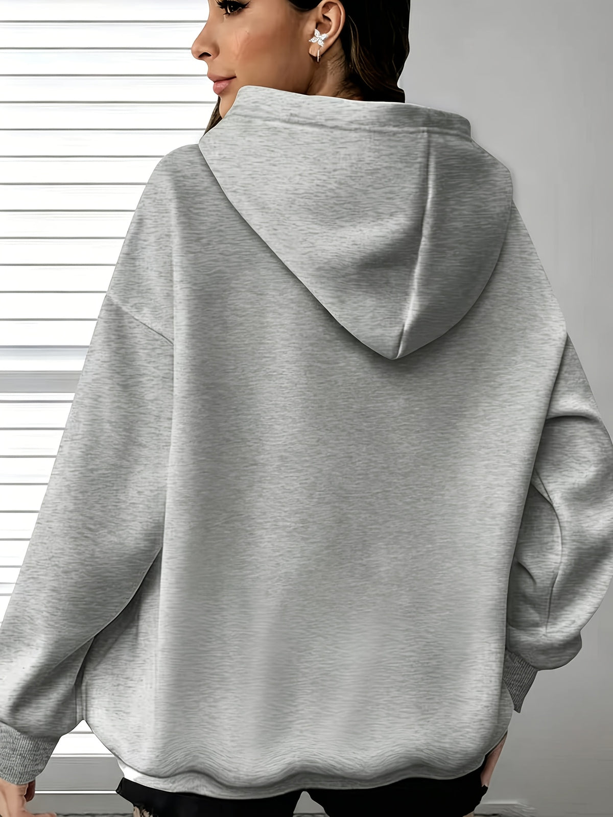 ETHIOPIA Lettering And Ethiopian Flag Pattern Autumn Winter Fashion Fleece Hooded Sweatshirt Women'S Printed Casual Elegant Women'S Clothing Cute Top - Grey