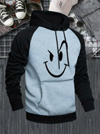 Men'S Hooded Sweatshirt with Color Block Design, Stylish And Versatile in Two Colors, Featuring a Color-Blocked Hood And Trendy Raglan Sleeves - Light Grey