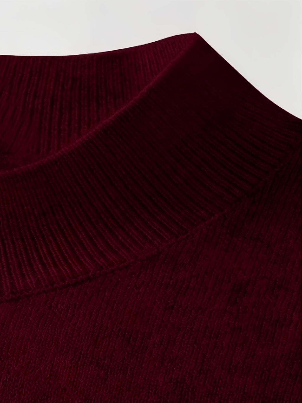 2026 New Men'S Thick High-End Semi High Neck Knitted Sweater Light Luxury Solid Color Warm Sweater Base Sweater - Burgundy