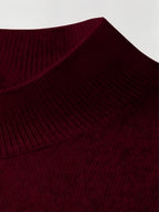 2026 New Men'S Thick High-End Semi High Neck Knitted Sweater Light Luxury Solid Color Warm Sweater Base Sweater - Burgundy