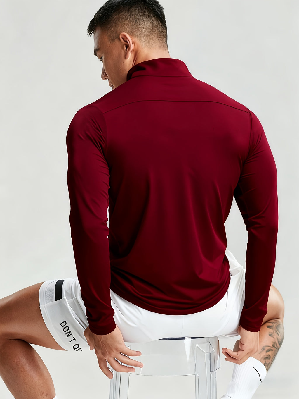 New Men'S Polo Shirt, Men'S Fashionable Trendy Print Polo Shirt, Half-Button Collar Polo Shirt, Suitable for Running, Gym, Cycling, Marathon And Other Sports Tops, Breathable And Non-Stuffy, Machine Washable - Burgundy