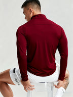 New Men'S Polo Shirt, Men'S Fashionable Trendy Print Polo Shirt, Half-Button Collar Polo Shirt, Suitable for Running, Gym, Cycling, Marathon And Other Sports Tops, Breathable And Non-Stuffy, Machine Washable - Burgundy