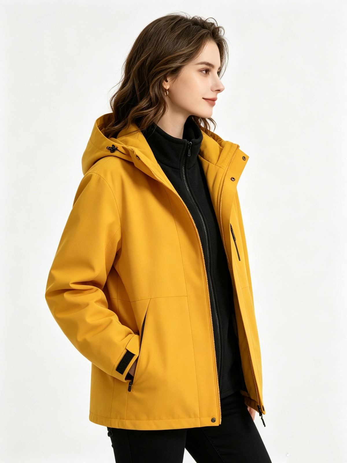3-In-1 Shell Jacket Women'S Autumn Winter Outdoor Sports Wear Detachable Inner Lining Warm Mountaineering Coat - orange yellow