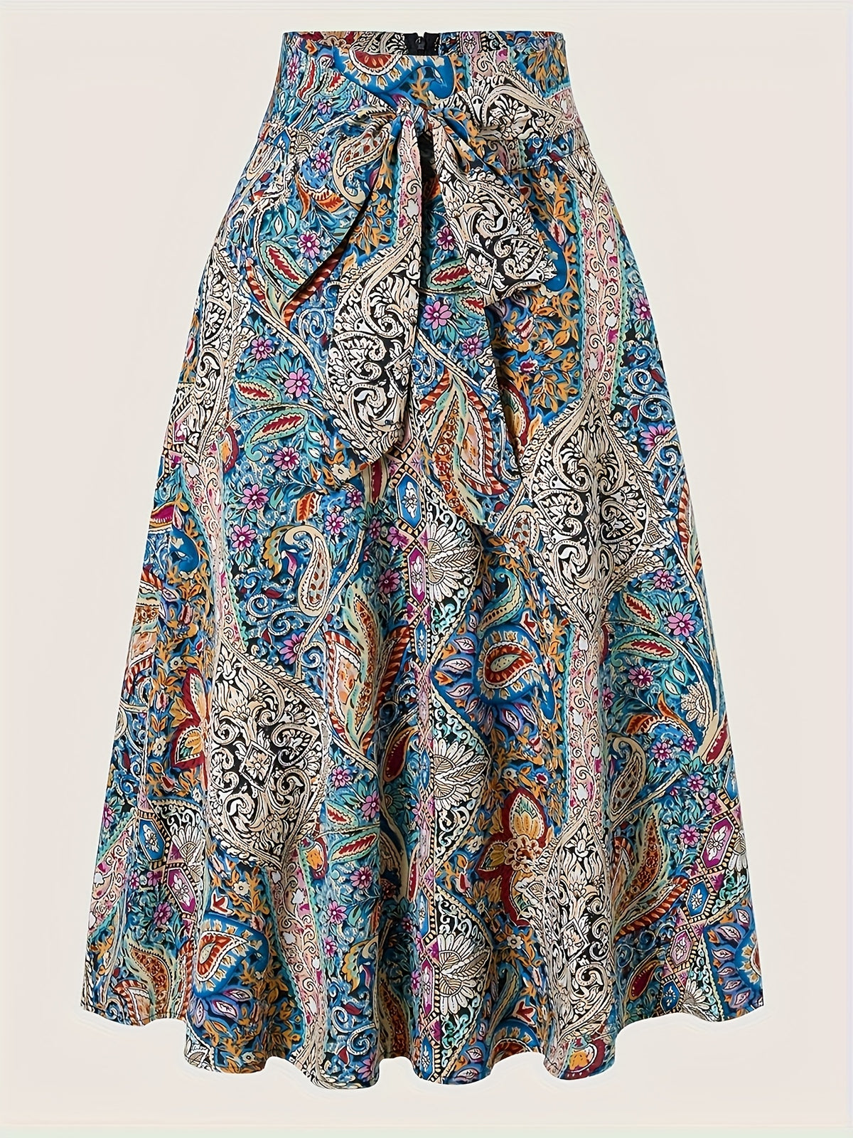 Women'S Bohemian Style Print Casual Easy Tie Bow Skirt - Multicolor