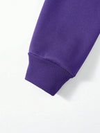 95% Polyester 5% Spandex, Men's Casual Pocket Zipper Drawstring Hooded Sweatshirt, Chest Placement Patch Embroidery, 240g Global All-Season Base Layer, Factory-Made for Men's Comfort, High Quality, High Fit Rate, Casual Sportswear - Purple