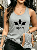 Y2K Women's Sleeveless Tank Top, Simple and Stylish, Casual Fashion, Women's Spring/Summer Casual Swear, Sizes S, M, L, XL, XXL+6417 - Grey