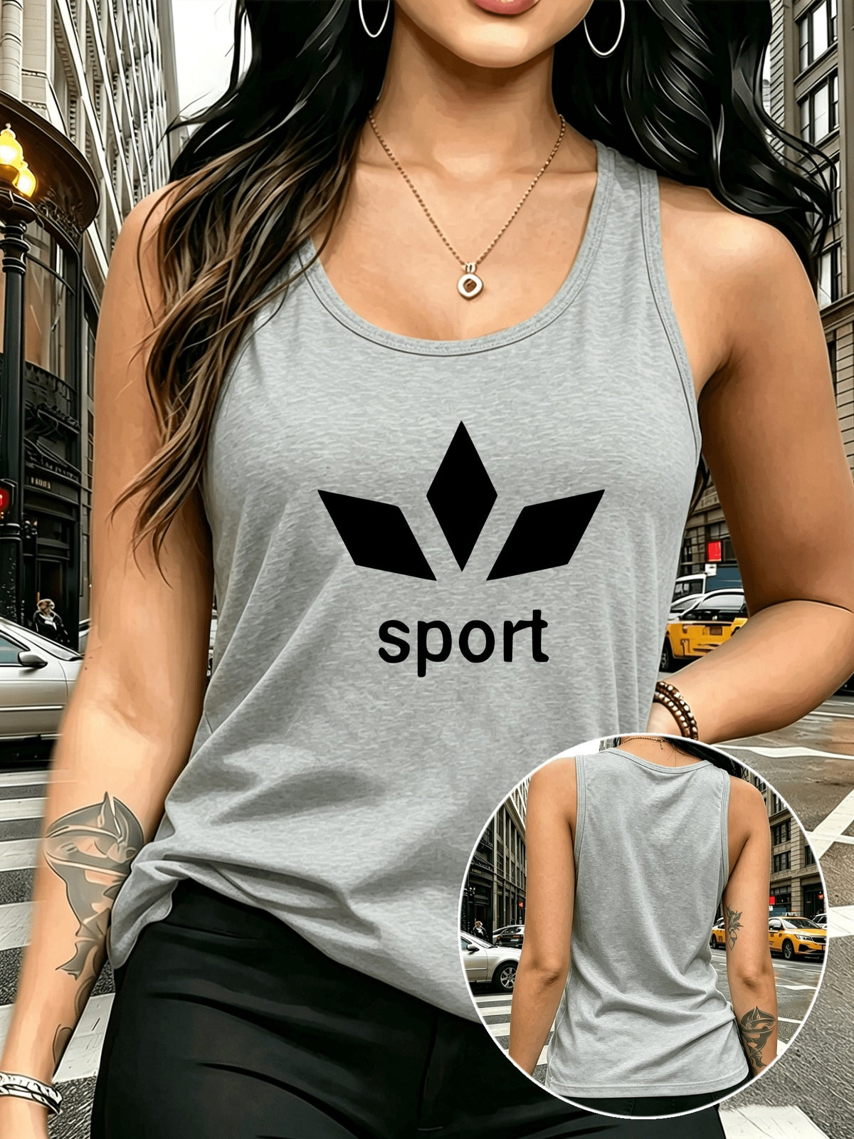 Y2K Women's Sleeveless Tank Top, Simple and Stylish, Casual Fashion, Women's Spring/Summer Casual Swear, Sizes S, M, L, XL, XXL+6417 - Grey