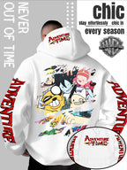 Men'S Hooded Sweatshirt Adventure Cartoon Theme Energetic Playful Gathering Group Anime Ripped Graffiti Print Pullover Top Autumn Winter Soft Comfortable Long Sleeve Hoodie Machine Washable Non-Pilling Durable Fabric American Trendy Street Style Men - White