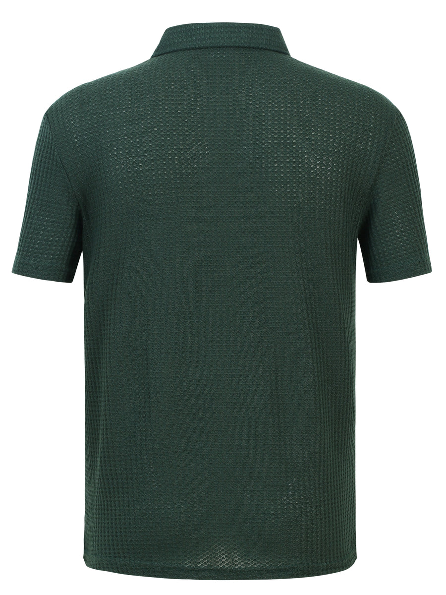Thin and Breathable Men's Business Polo Shirt, Short Sleeve, Golf Sport, Simple Solid Color Design, Durable and Versatile for Daily Casual Wear, Men's Summer Short Sleeve - Dark Green