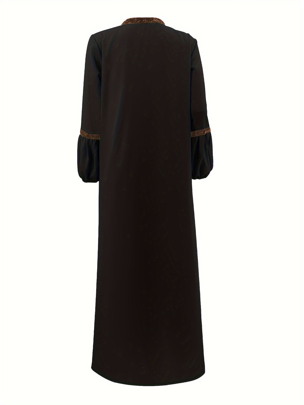 Women'S Middle Eastern Muslim Solid Color Vest Dress + Coat Two-Piece Set - Black