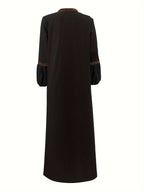Women'S Middle Eastern Muslim Solid Color Vest Dress + Coat Two-Piece Set - Black