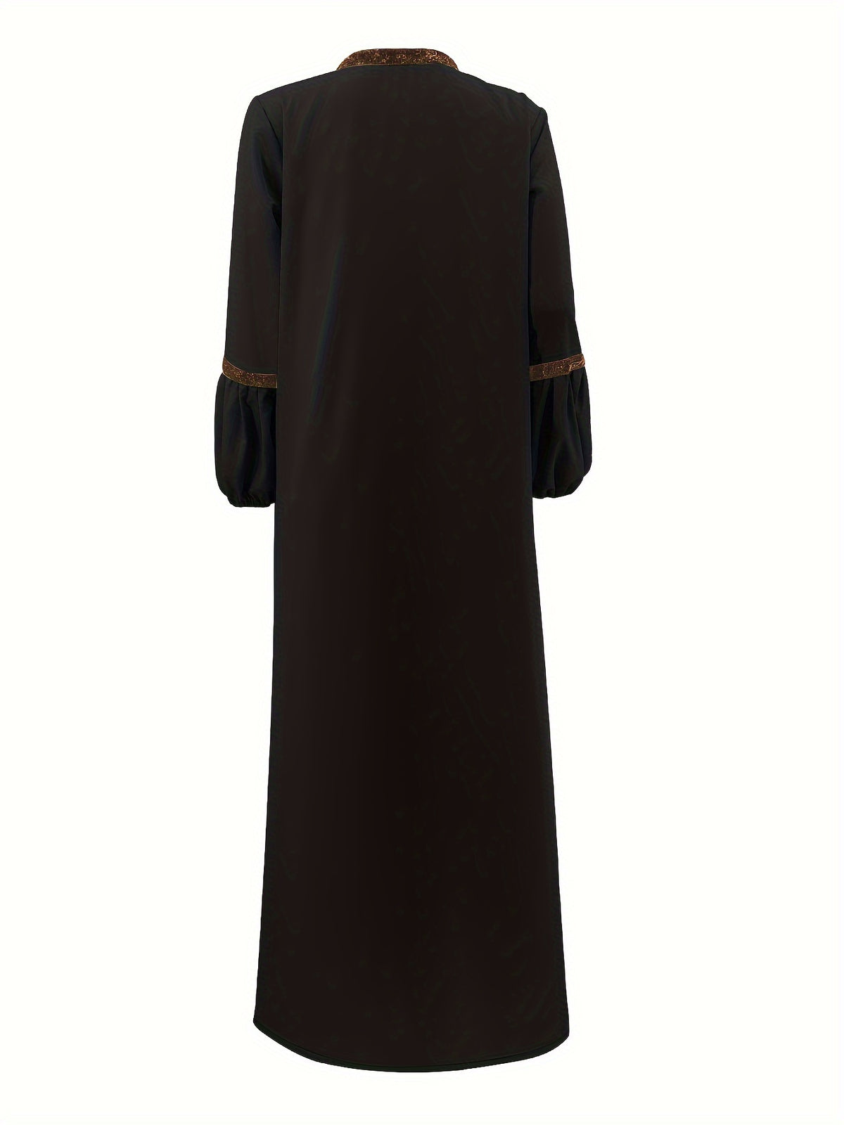 Women'S Middle Eastern Muslim Solid Color Vest Dress + Coat Two-Piece Set - Black