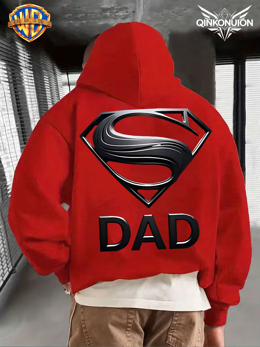 WB Warner Men'S New Trendy Hoodie, Superman Classic Logo Printed Design Hoodie, Daily Casual Drawstring Hoodie, Long Sleeve Hoodie, Machine Washable, Multifunctional Sports And Leisure Loose Fit Men'S Hoodie - Red