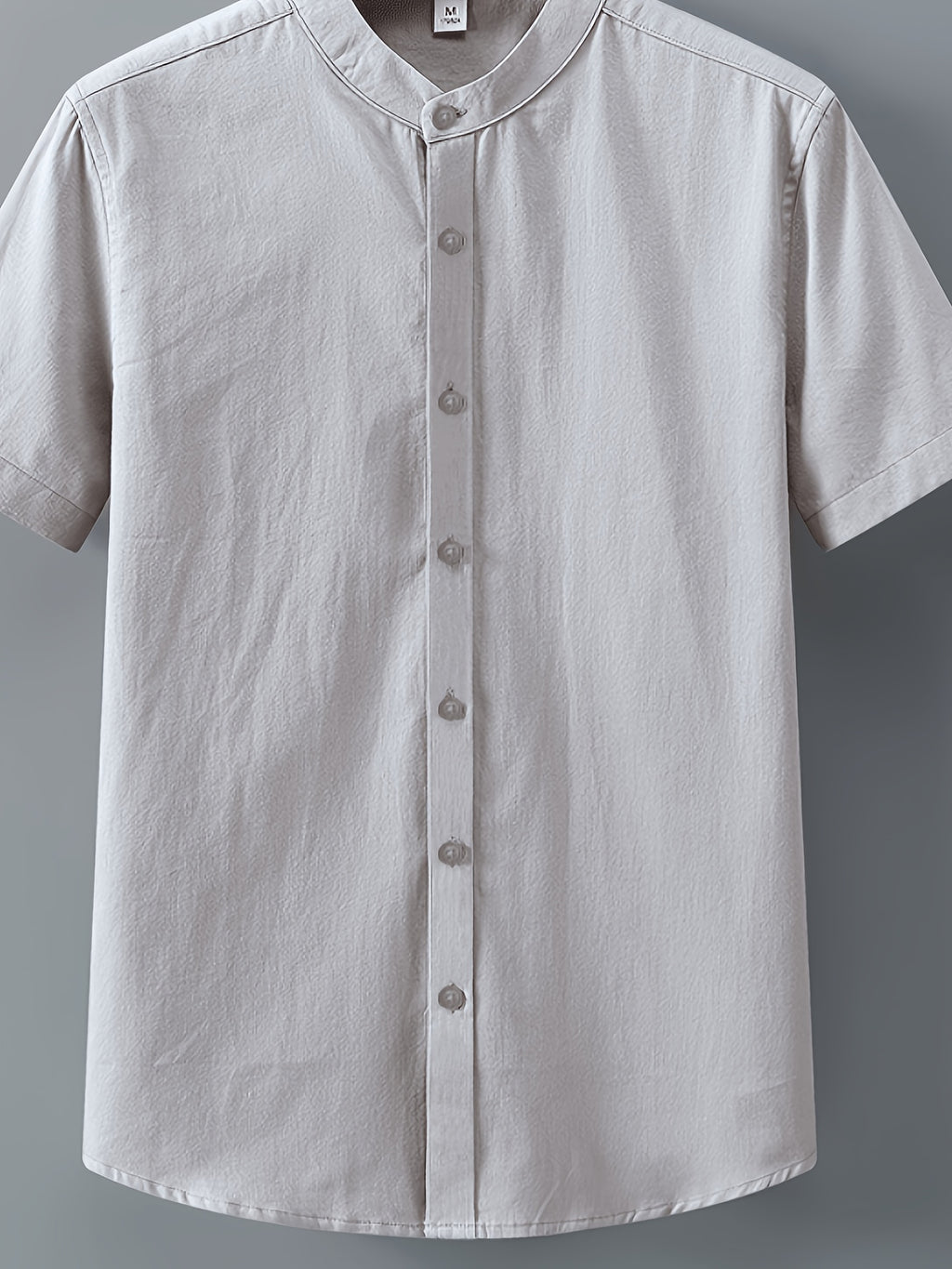 Single-piece Solid-colored Men's Short-sleeved Shirt, Classic Button-up Cardigan Style, Loose and Unrestricted, Available in Multiple Colors, Suitable for Office Wear, Casual Outings, and More. - Grey