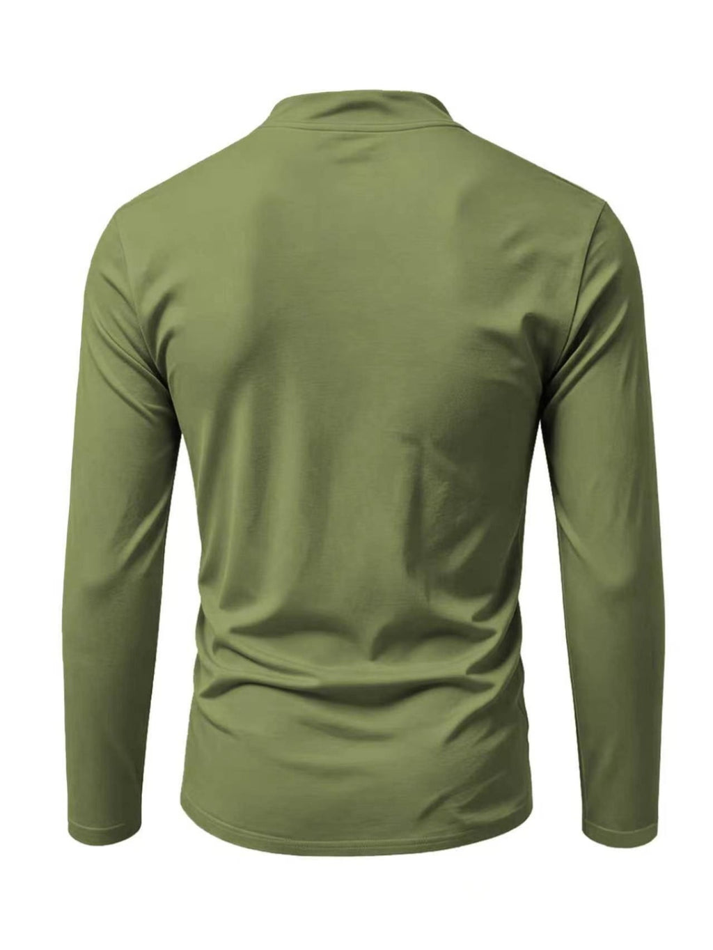 2026 New Men'S Casual Outdoor Tie-Neck Polo Shirt - K, Long Sleeve for All Seasons, Button-Less Design with Cross Drawstring, Stand Collar, Breathable And Comfortable, Quick-Dry - Military Green