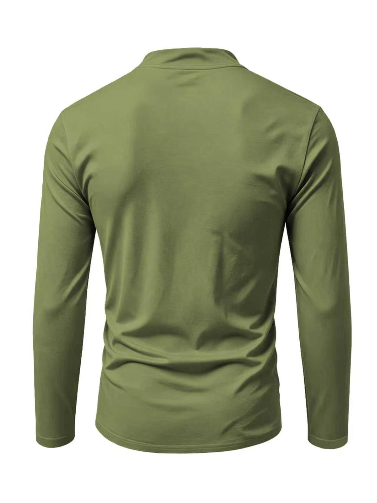 2026 New Men'S Casual Outdoor Tie-Neck Polo Shirt - K, Long Sleeve for All Seasons, Button-Less Design with Cross Drawstring, Stand Collar, Breathable And Comfortable, Quick-Dry - Military Green