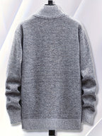 1pc Single Piece Men'S Autumn And Winter Stand Up Collar Knitted Sweater Jacket, Autumn And Winter Knitted Sweater Zipper Cardigan, Casual Thick Warm Sweater Jacket (Solely Includes 1 Jacket) - Light Grey