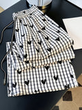 Elegant Wide- Trousers with High-Waisted Black & White Checkered Heart Pattern - Non-Stretch Suitable for - Casual to Dressy Pants, Wide-Legged for Balance and Coverage - Mixed colors
