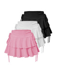 3pcs Set New Women'S Fashion Half Skirt with Ruffle Drawstring Elastic Short Skirt - Mixed colors