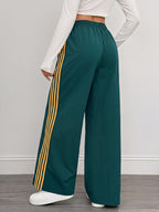 Reading Week Clothing, Back to Season, 1pc 2025 Autumn Winter New Casual Sports Fashion Comfortable Beautiful Color-Blocked Waist Drawstring Women'S Long Pants, Suitable for Holiday Gifts Women'S Apparel - Green+Yellow