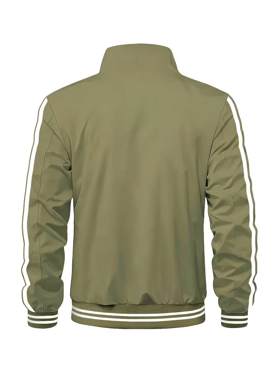 Men'S New Casual Sports Jacket, Outdoor Breathable Running Coat, Casual Zipper Stand-Up Collar Jacket Trench Coat, Suitable for Outdoor Hiking Fitness Activities, Multi-Color Available - fern green