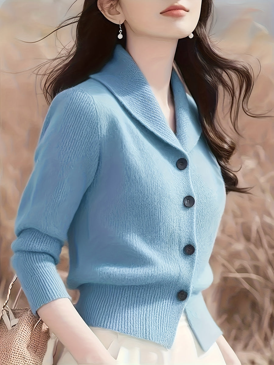 Women's Turn- Collar Cardigan Coat - Light Blue