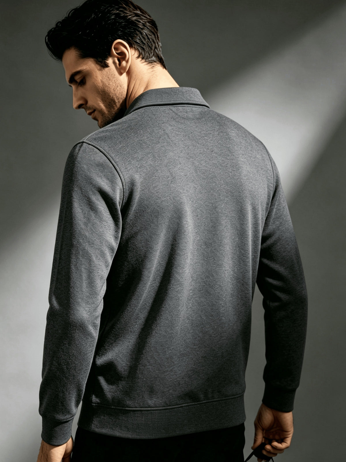 2026 New Men'S Long Sleeve Cargo Polo Sweatshirt, Double Pocket Lapel Design, Autumn Casual Commuter Pullover Top, Christmas Thanksgiving Gift for Boyfriend Husband - Dark Gray
