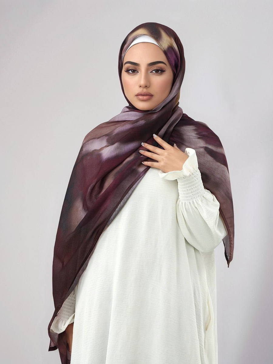 Lightweight, Breathable, And Skin-Friendly with a Soft Gradient Design; Suitable As a Headscarf Or Shawl. A Stylish Yet Modest Choice for Women for Various Occasions - from Prayer And Daily Outings to Social Gatherings - Burgundy