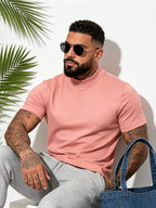3pcs Fashionable Men's Cotton Sport Tops, Summer/Spring-Summer New Arrival, Skin-Friendly, Small Stand-Up Collar, Short Sleeve, Slim Fit, Casual, Men's Trendy, Versatile, and Simple Style - Mixed Color 2