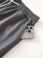 Women's 2pcs Casual Joggers with Drawstring Waist - Comfortable, Loose Fit Sweatpants with Pockets, Solid Color, Ladies Jogging Suits - Dark Gray + Light Gray