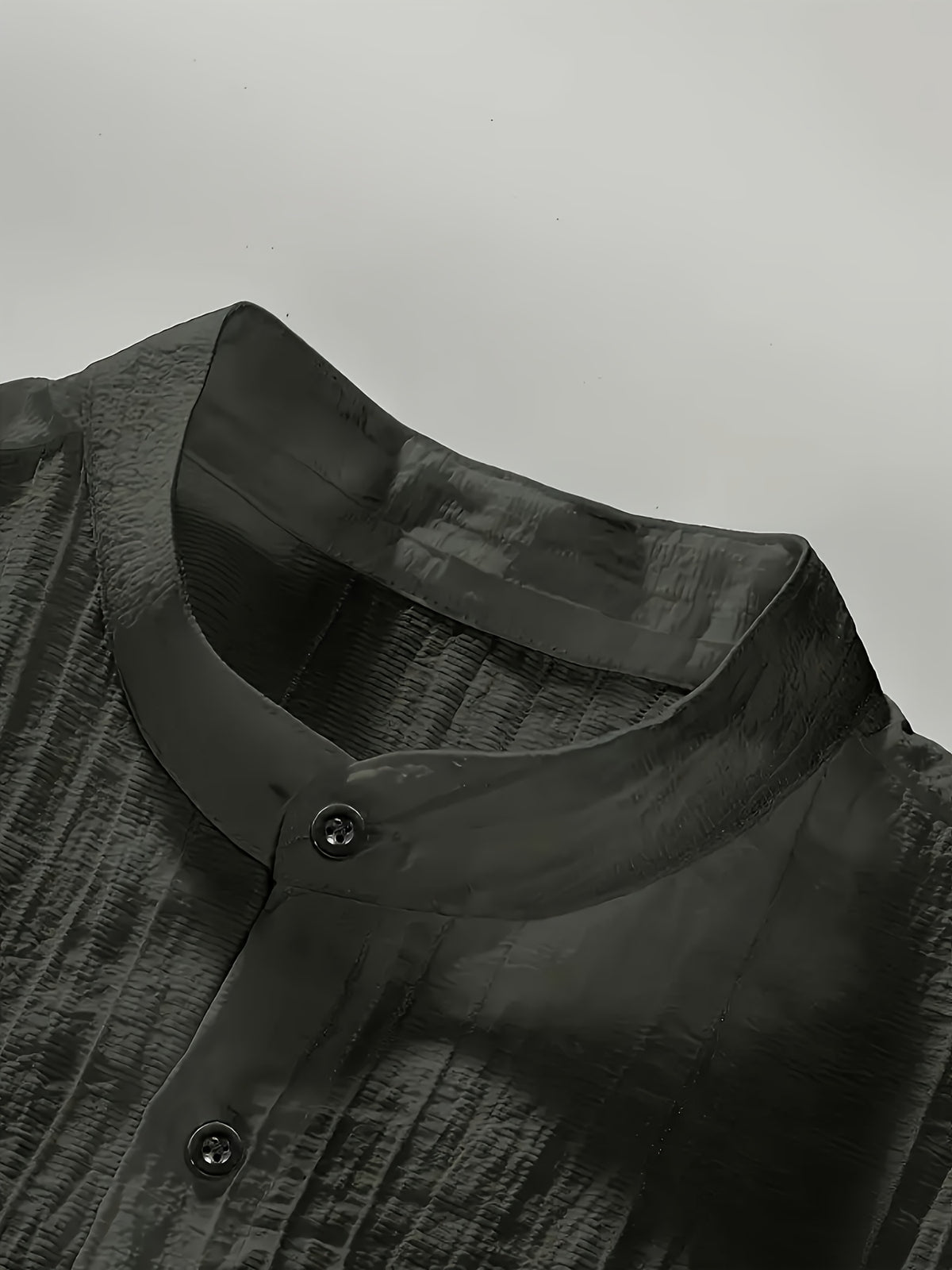 [Qiaoximei OBM] Men'S Clothing New Stand-Collar Solid Color Long Sleeve Shirt, Easy Stand-Collar Design, Spring Autumn Winter High-Quality Men'S Long Sleeve Button-Up Shirt - Suitable for Outdoor Leisure Vacation Travel Formal - Dark Gray